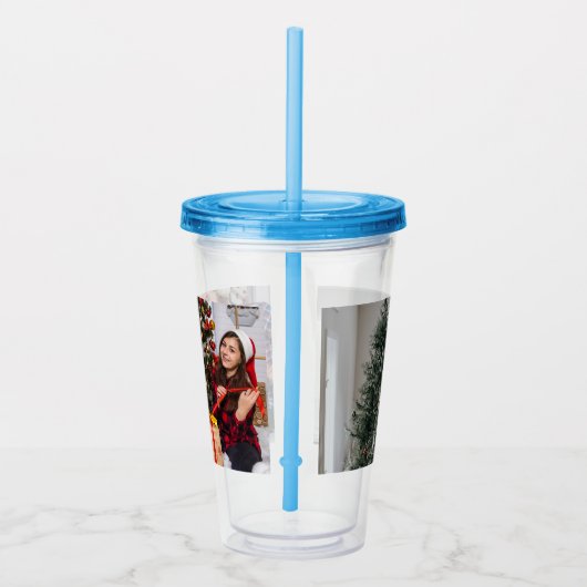 Verre En Acrylique Personalized Two Sided Family Christmas Photo (Droite)