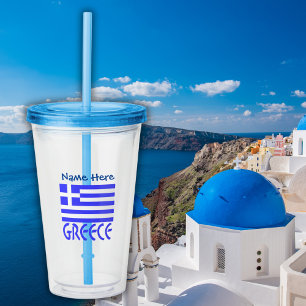 Verre En Acrylique Personnalisation du drapeau grec bleu Grèce