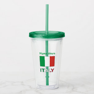 Verre En Acrylique Personnalisation verte du drapeau italien en Itali