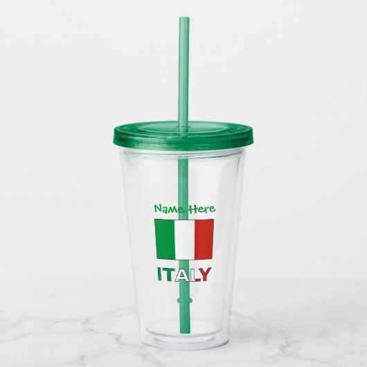 Verre En Acrylique Personnalisation verte du drapeau italien en Itali (Devant)