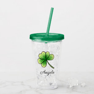 Verre En Acrylique Personnalisé Nom Lucky Clover St. Patrick's Day