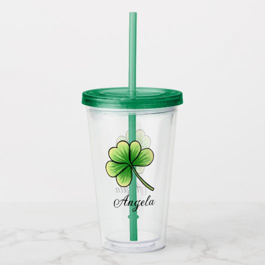 Verre En Acrylique Personnalisé Nom Lucky Clover St. Patrick's Day (Devant)