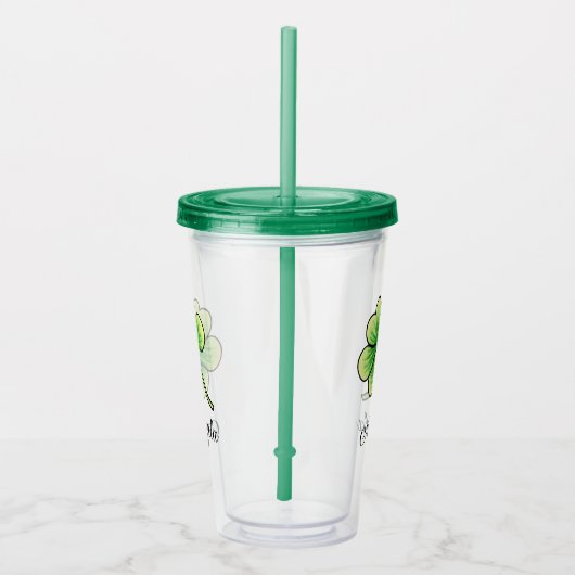 Verre En Acrylique Personnalisé Nom Lucky Clover St. Patrick's Day (Droite)