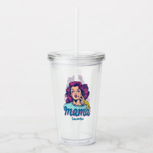 Verre En Acrylique Personnalisé Retro Mama Pop Art (11)