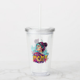 Verre En Acrylique Personnalisé Retro Mama Pop Art (13)