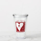 Verre En Acrylique Personnalisé Simple moderne Inséparables Red Heart (Dos)
