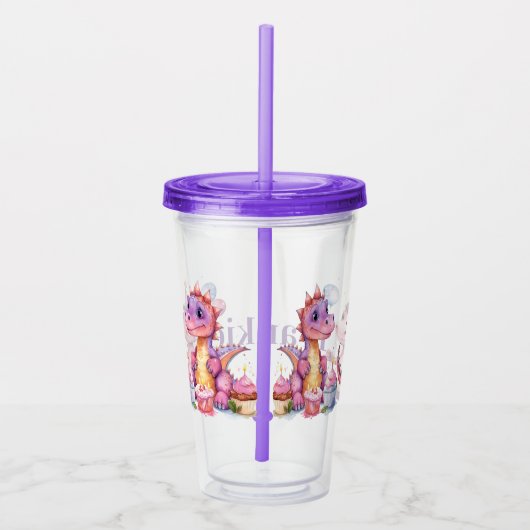 Verre En Acrylique Personnaliser d'anniversaire Dinosaures (Droite)