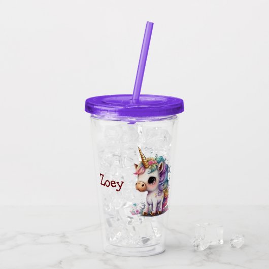 Verre En Acrylique Personnaliser Unicorn (Dos glace)