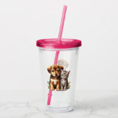 Verre En Acrylique Petit chiot/chaton (Dos)