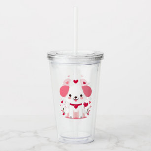 Verre En Acrylique Petit chiot de la Saint-Valentin