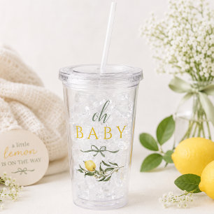 Verre En Acrylique Petit Citron Sauge Ruban Oh Baby Shower