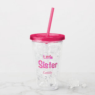 Verre En Acrylique Petite typographie Soeur Personnalisée avec le nom