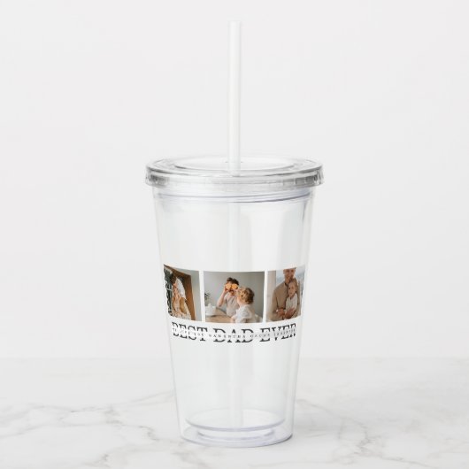 Verre En Acrylique Photo Collage moderne & Gris Meilleur Papa Jamais  (Devant)