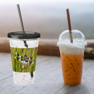 Verre En Acrylique Photo de libellule d'écrémage blanc commun