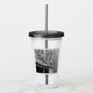 Verre En Acrylique Photo en noir et blanc de la scène hivernale rusti
