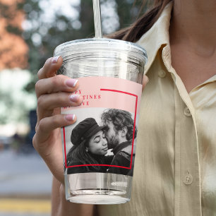 Verre En Acrylique Photo moderne   Cadeau de Valentines Rouge et Rose