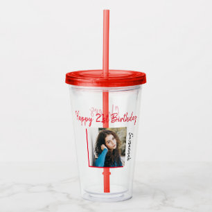 Verre En Acrylique Photo personnalisée 21e Joyeux Modèle de fête d