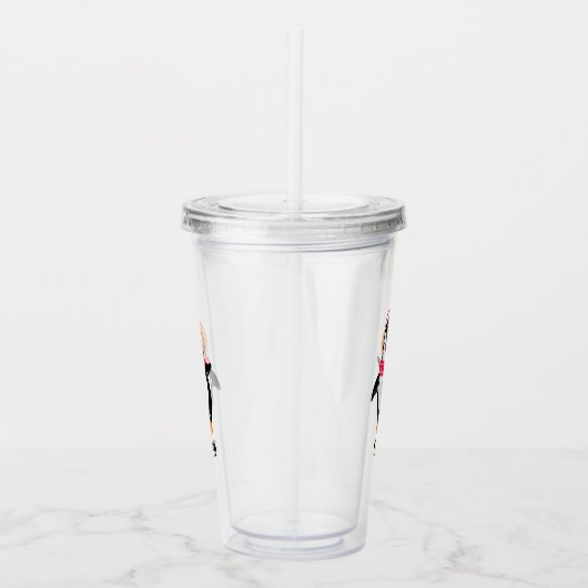 Verre En Acrylique Pingouin de Noël Jolly en écharpe avec des bouffée (Droite)