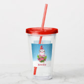 Verre En Acrylique Pingouin de Noël mignon à Santa Hat (Dos)