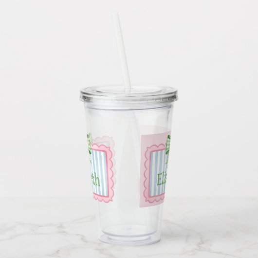 Verre En Acrylique Pink and Blue Frame With Green Gingham Bow (Gauche)