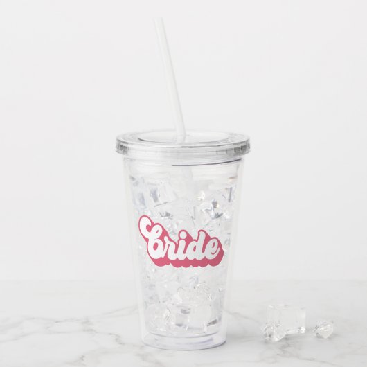 Verre En Acrylique Pink Bride police rétro bachelorette (Devant glace)