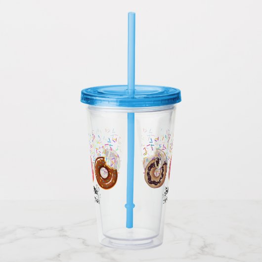 Verre En Acrylique Pink Donut Sprinkles Fun Quote Cute Add Name  (Droite)