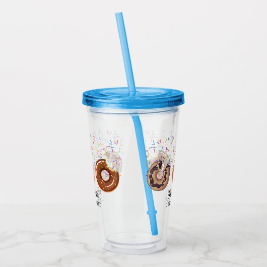 Verre En Acrylique Pink Donut Sprinkles Fun Quote Cute Add Name  (Gauche)