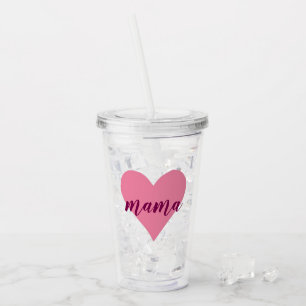 Verre En Acrylique Pink Heart Mama Tumbler - mignonne cadeau de la fê