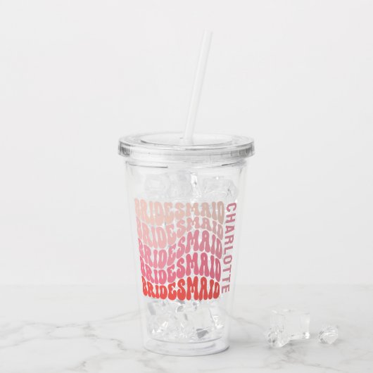 Verre En Acrylique Pink moderne girly rétro 60's simple demoiselle (Dos glace)