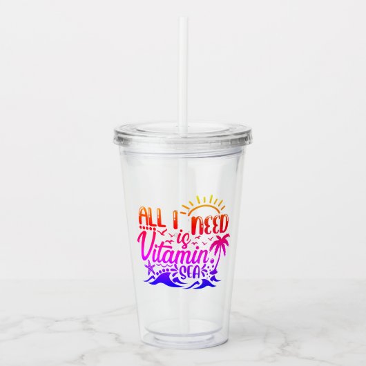 Verre En Acrylique Plage colorée à thème (Devant)