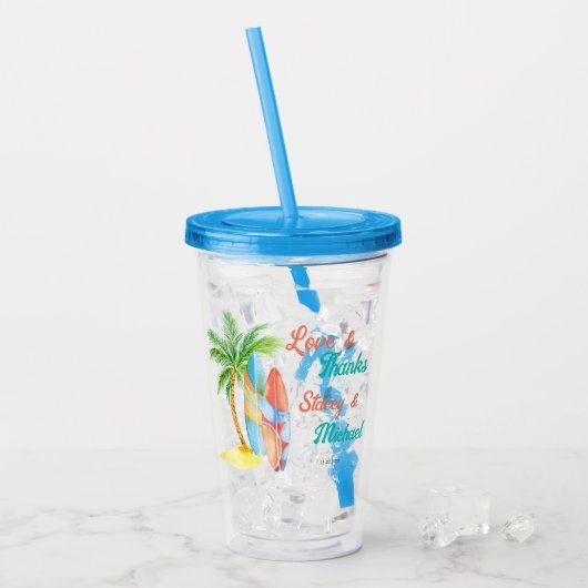 Verre En Acrylique Plage de surf mariage d'été faveurs sur mesure (Devant glace)
