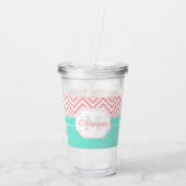 Verre En Acrylique Points mignons et Chevron (Dos)