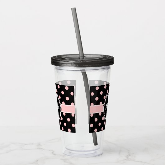 Verre En Acrylique Points noirs et roses (Gauche)