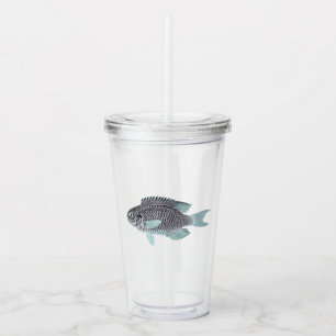 Verre En Acrylique Poisson Argent Chatoyant