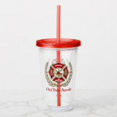 Verre En Acrylique Pompier personnalisé de la Croix de Malte (Devant)