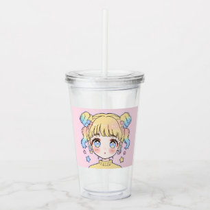 Verre En Acrylique Portrait de fille étoile pastel Kawaii