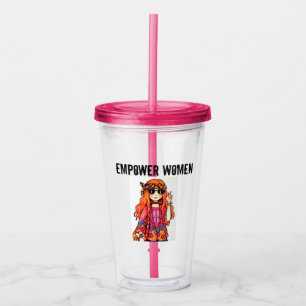 VERRE EN ACRYLIQUE POUVOIR LES FEMMES HIPPIE