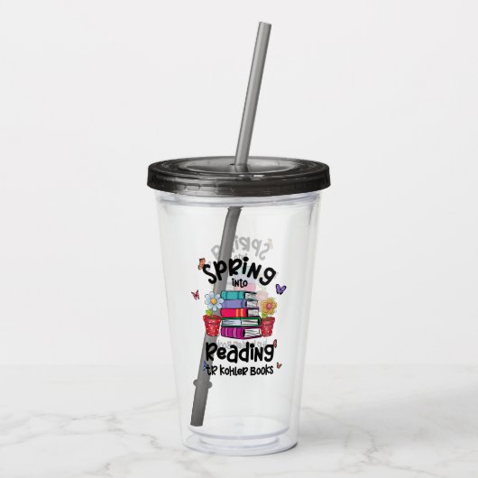 Verre En Acrylique Printemps En Lecture TR Kohler Livres (Dos)
