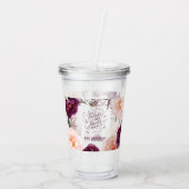 Verre En Acrylique professeur mignon rose floral élégant (Dos)