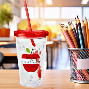 Verre En Acrylique Professeur personnalisé pomme  