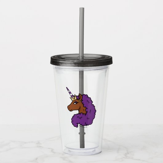 Verre En Acrylique Purple Afro Unicorn (Devant)