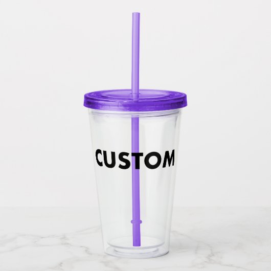 Verre En Acrylique PURPLE Custom Acrylic Tumbler Blank w/ Lid & Straw (Devant)