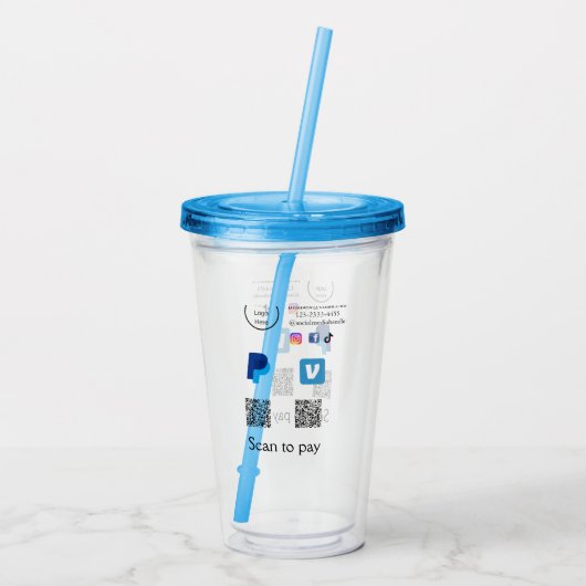 Verre En Acrylique Q R code PayPal venmo scanner payer ajouter médias (Dos)