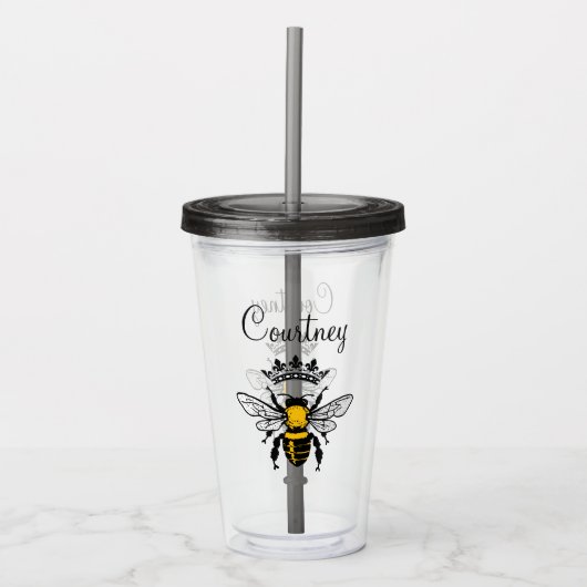 Verre En Acrylique Queen Bee Monogrammé (Devant)
