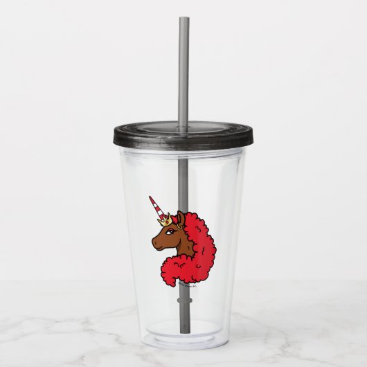 Verre En Acrylique Red Afro Unicorn (Devant)