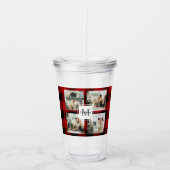 Verre En Acrylique Red Buffalo Plaid & Collage Photo Avec Initiale (Devant)