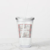 Verre En Acrylique Red Buffalo Plaid & Collage Photo Avec Initiale (Dos)