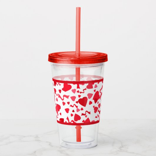 Verre En Acrylique Red Confetti Hearts Motif (Devant)