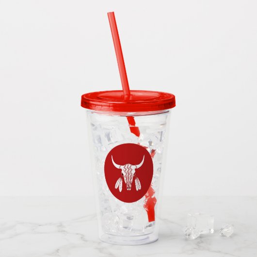 Verre En Acrylique Red Ghost Dance Buffalo rouge acrylique tumbler (Devant glace)