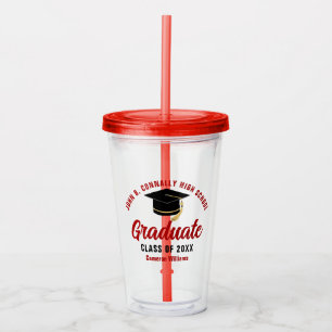 Verre En Acrylique Red Graduate Personnalisée Graduate Party